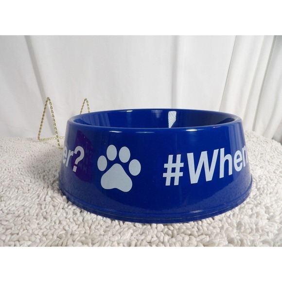 Greenbrier Kennel Club Blue Dishwasher Safe When's Dinner Round Pet Bowl - Picture 3 of 6